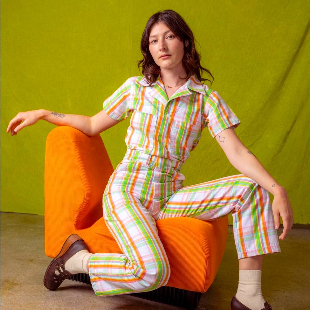 Big Bud Press Jumpsuit. Plaid Pastel Print. Limited Edition Print. BBP Size Sm